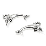 4 Silver Dolphin Charms, TierraCast Fish, Beach, Ocean Pendants for Jewelry