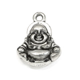Silver Buddha Charms, Metal Double-Sided Meditation Charm 10/Pkg