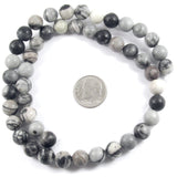 Black Silk Stone Jasper Round Gemstone Beads 15" Strand 8mm (47 Pcs)