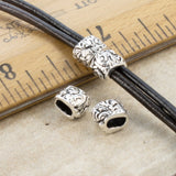 5 Silver Jardin Barrel Leather Crimp Beads, 4x2mm Hole Size, TierraCast Pewter