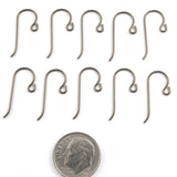 10 Antique Brass Niobium Ear Wires + Small Loop, TierraCast Hypoallergenic Earring Hooks
