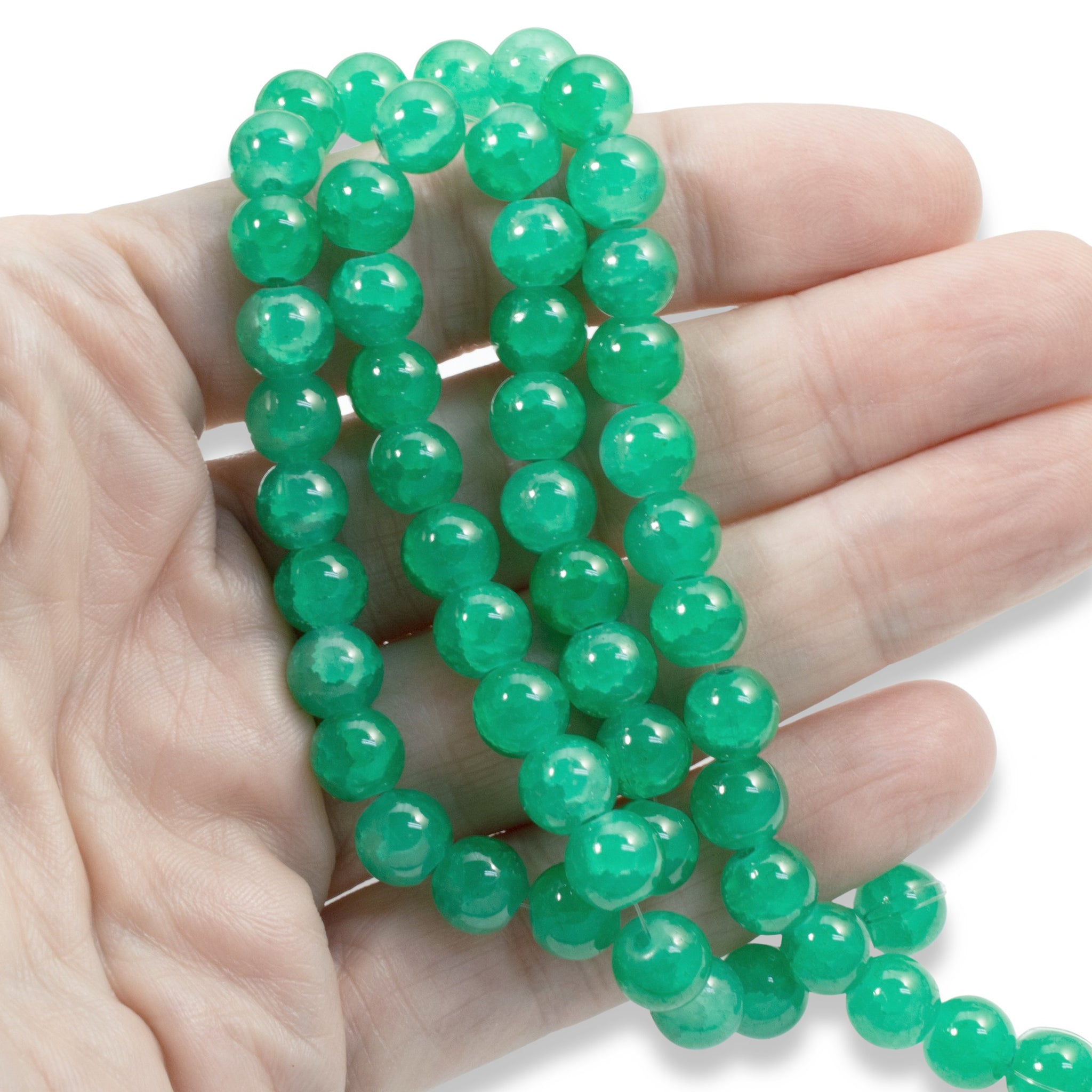 8mm Dark Green Round Glass Crackle Beads | Hackberry Creek