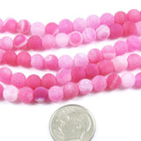 Bright Pink Frosted Crackle Dragon Vein Agate Gemstone Beads 6mm (65 Pcs)