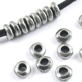 Silver Pewter 5mm Nugget Spacer Beads, 2mm Holes for Leather (25 Pcs)