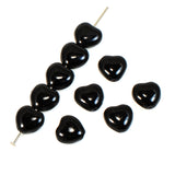 8mm Jet Black Heart Shaped Beads | Czech Glass 30/Pkg