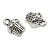 Silver Cupcake Charms, Metal Food Dessert Charms 10x13mm (12 Pieces)