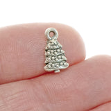 25 Silver Tiny Christmas Tree Charms. Holiday Charm for DIY Jewelry & Crafts