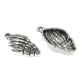10 Silver Shell Charms, Striped Sea Shell Pendants for Beach-Themed DIY Jewelry