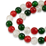 8mm Bright Red, Green & Clear Crackle Glass Beads | Christmas Bead Mix 150/Pkg