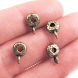 4 Antique Brass Hammered Spacer Bail, TierraCast Bails for Leather Cord
