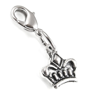 silver crown clip on charm