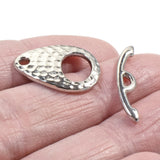 Silver Hammered Ellipse Clasp Set, TierraCast White Bronze Toggle, 2 Sets