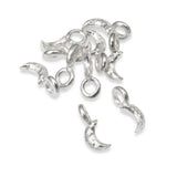 10 Tiny Silver Crescent Moon Charms, TierraCast Dainty Celestial Space Pendants