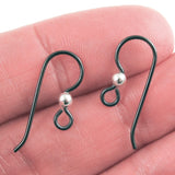 Black Niobium Ear Wires + 3mm Sterling Silver Bead in hand