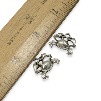 15 Silver Crab Charms for Jewelry Making - Cute Crabs for Beach-Themed Crafts