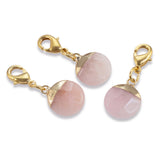 Rose Quartz Clip-on Charm - Pink Quartz Bag Charm - Gold Clip-on Accessory
