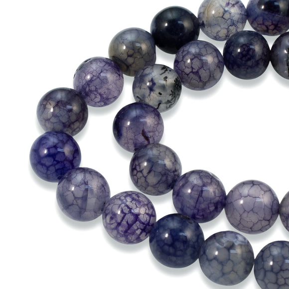 Purple 10mm Dragon Vein Agate Beads, Round Spider Gemstone 38/Pcs