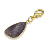 Gold & Amethyst Clip-on Charm, Purple Stone Purse Charm + Lobster Clasp