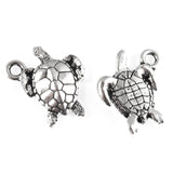 Silver Sea Turtle Charms, TierraCast Ocean, Beach, Animal Charm 2/Pkg