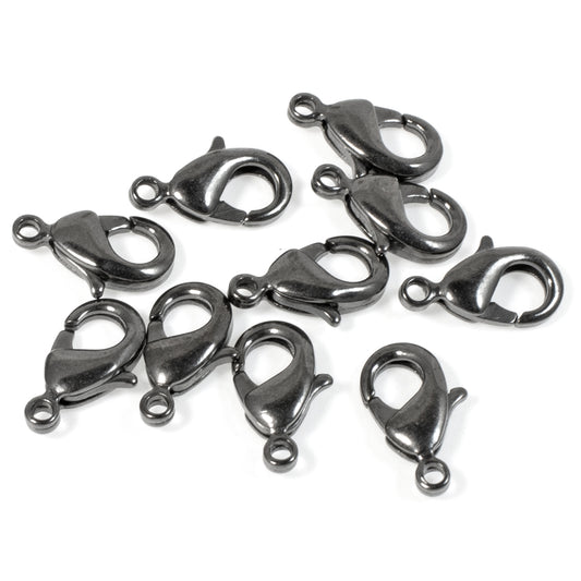 10 Gunmetal Black Small Lobster Claw Clasps, TierraCast Findings 7x12mm