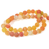8mm Orange, Yellow, White Frosted Dragon Vein Agate Beads, 48 Pcs