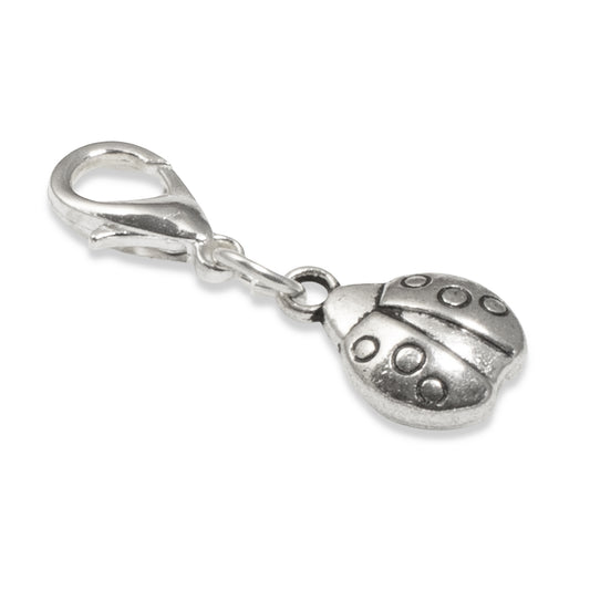 Silver Ladybug Clip-on Bag Charm - Good Luck Symbol - Purse or Zipper Accessory