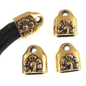 Gold Leather Cord Crimp End Caps