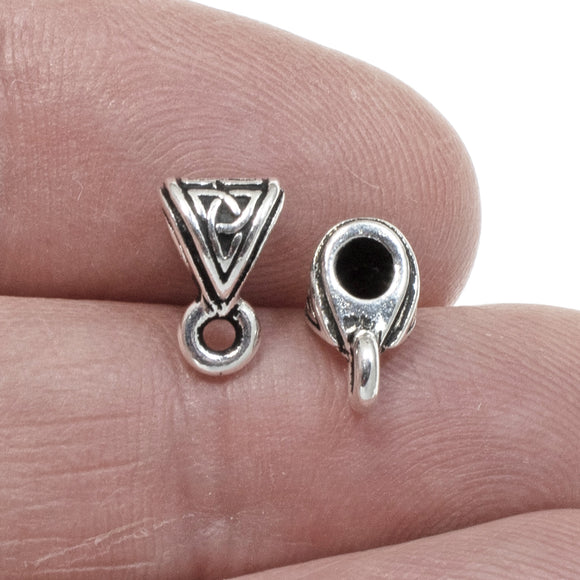 20/Pkg Silver Celtic Knot Bails, Endless Knot Necklace Pendant Holder