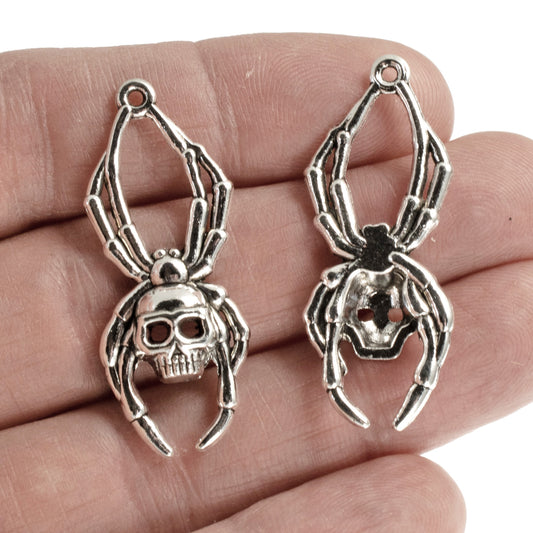 Silver Skull Spider Pendants