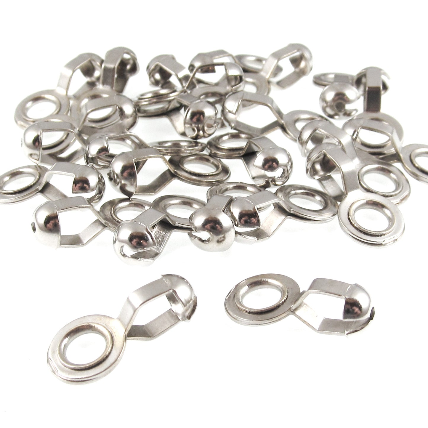 25 Pcs Nickel Plated Brass #10 Ball Chain Loop Connectors, Silver "A" Couplings