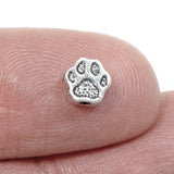 10 Silver Paw Print Beads, Tierracast Dog Cat Pet Spacer for DIY Jewelry Making
