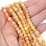 Bright Orange 6mm Frosted Crackle Dragon Vein Agate Beads, 64/Pcs
