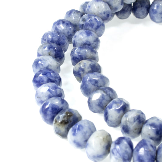 Denim Lapis Faceted Rondelle Beads - Natural Blue Gray Gemstones - DIY Jewelry Supply