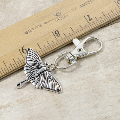 Luna Moth Key Fob, Renewal Symbol Clip-On Accessory, Whimsical Purse Charm, New Beginnings Gift