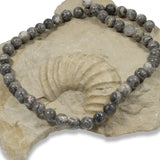 8mm Map Stone Beads, Gray Picasso Jasper Round Gemstone, 46/Strand