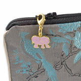Adorable Pink Elephant Clip-on Charm, Gold & Enamel Accessory for Bags & Jewelry