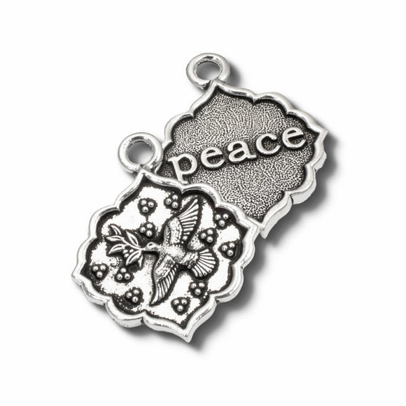 Silver Peace Dove Pendants, TierraCast Double-Sided Charms 2/Pkg