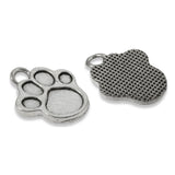 20 Silver Paw Print Charms, Metal Pet Dog Lover Pendants