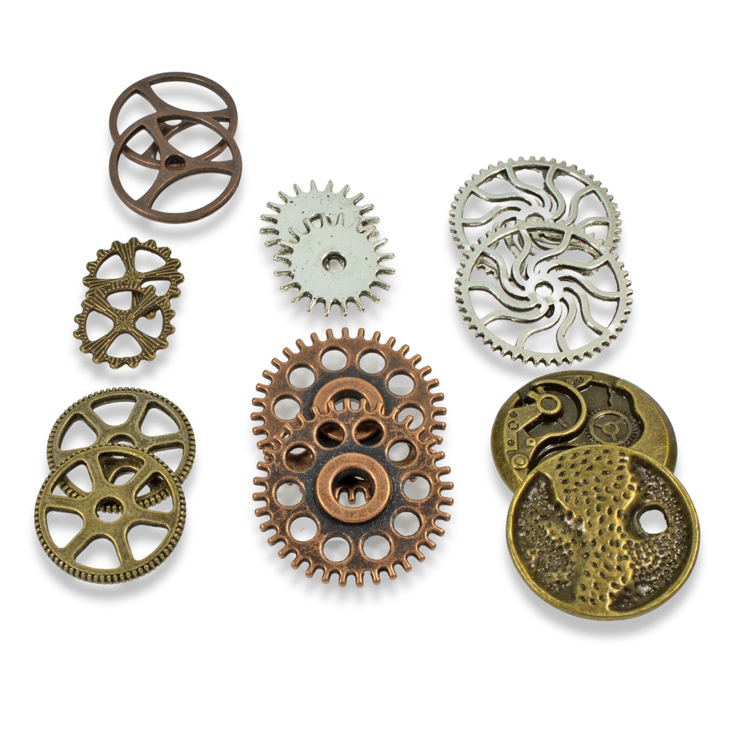 Steampunk Gear Connectors - Industrial Chic Jewelry, Crafts, Scrapbooking, Card Embellishments - 14-PC Metal Set