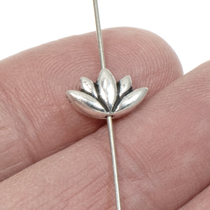 Silver Lotus Flower Beads, TierraCast Yoga Meditation Bead 4/Pkg