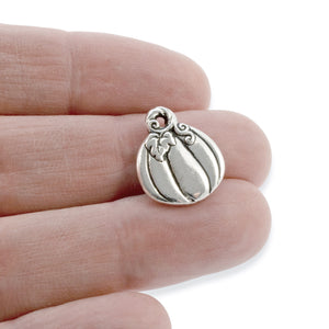 2 Silver Harvest Pumpkin Charms, TierraCast Fall Halloween Pendants