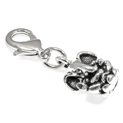 Ganesh Elephant Clip-on Charm, Silver Hindu Deity Accessory for Purse & Jewelry