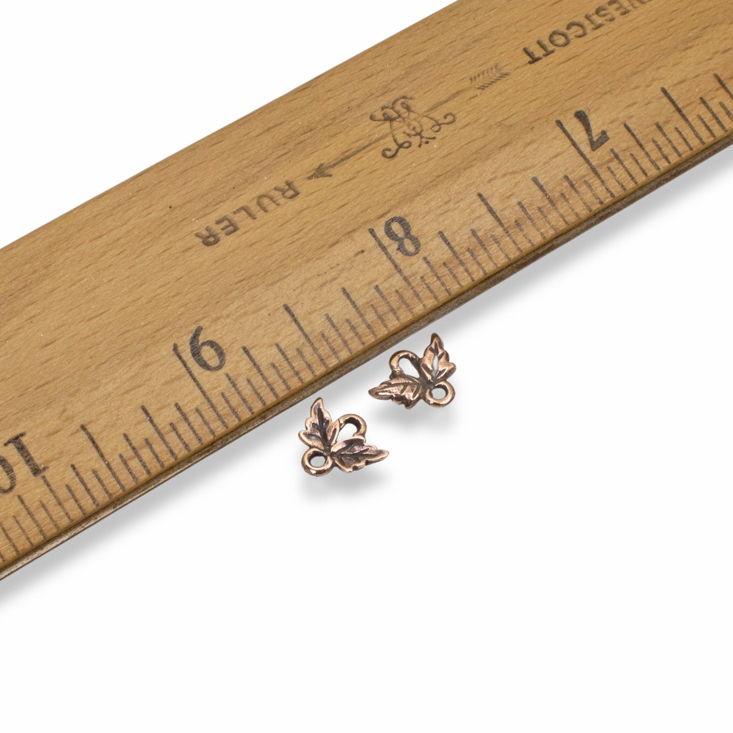 10 Copper Leaf Links, TierraCast Tiny Leaf Connectors for Handmade Jewelry