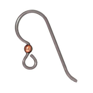 Grey Niobium Ear Wires + 2mm Bright Copper Bead, TierraCast 4/Pkg