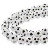 White & Black Polka Dot Beads - 8mm Dotted Glass Beads - Handmade Lampwork