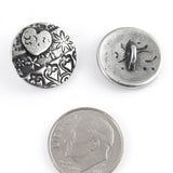 Silver Round Heart Buttons