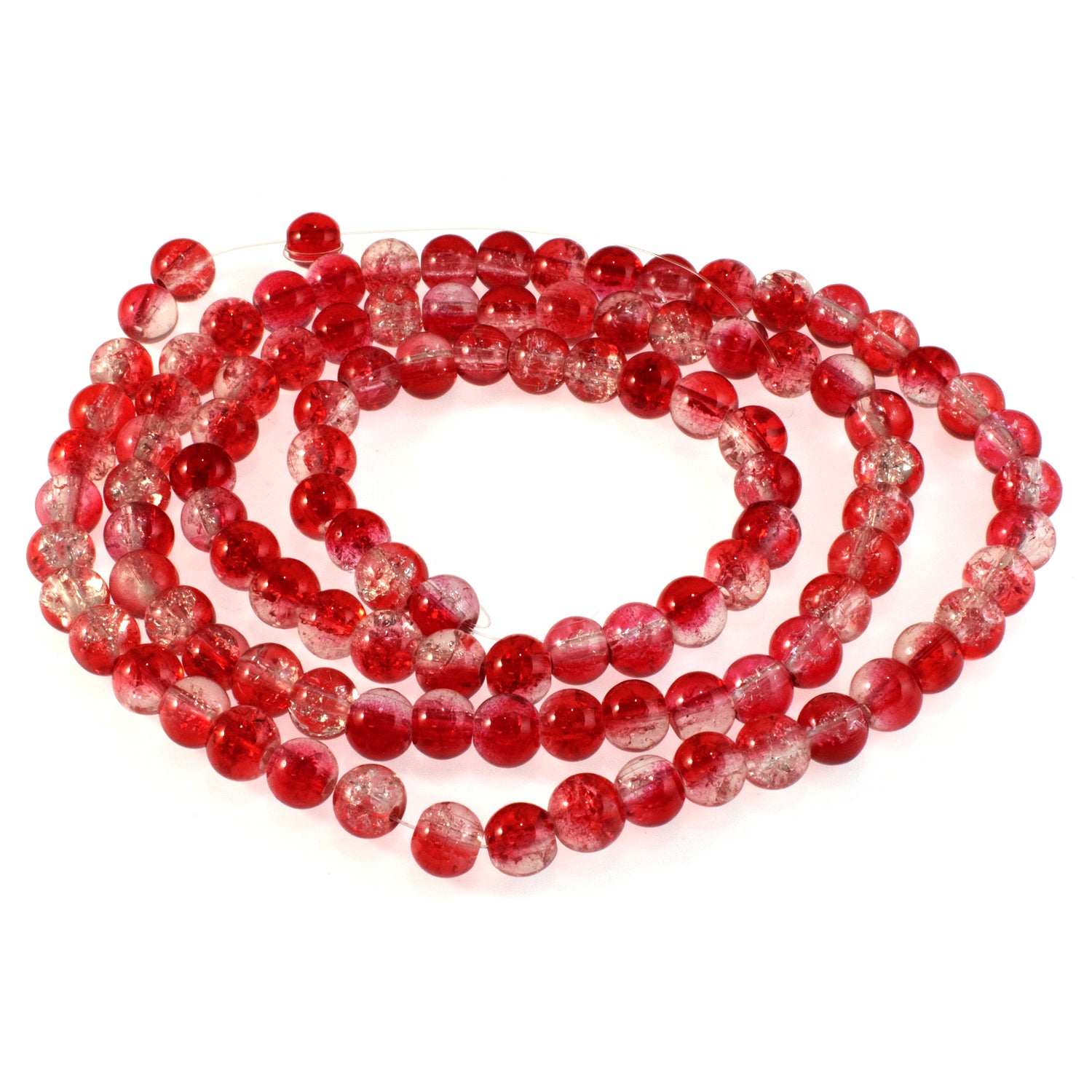 6mm Red Glass Beads, Smooth Round Ball Glass Loose Beads / GB6-04