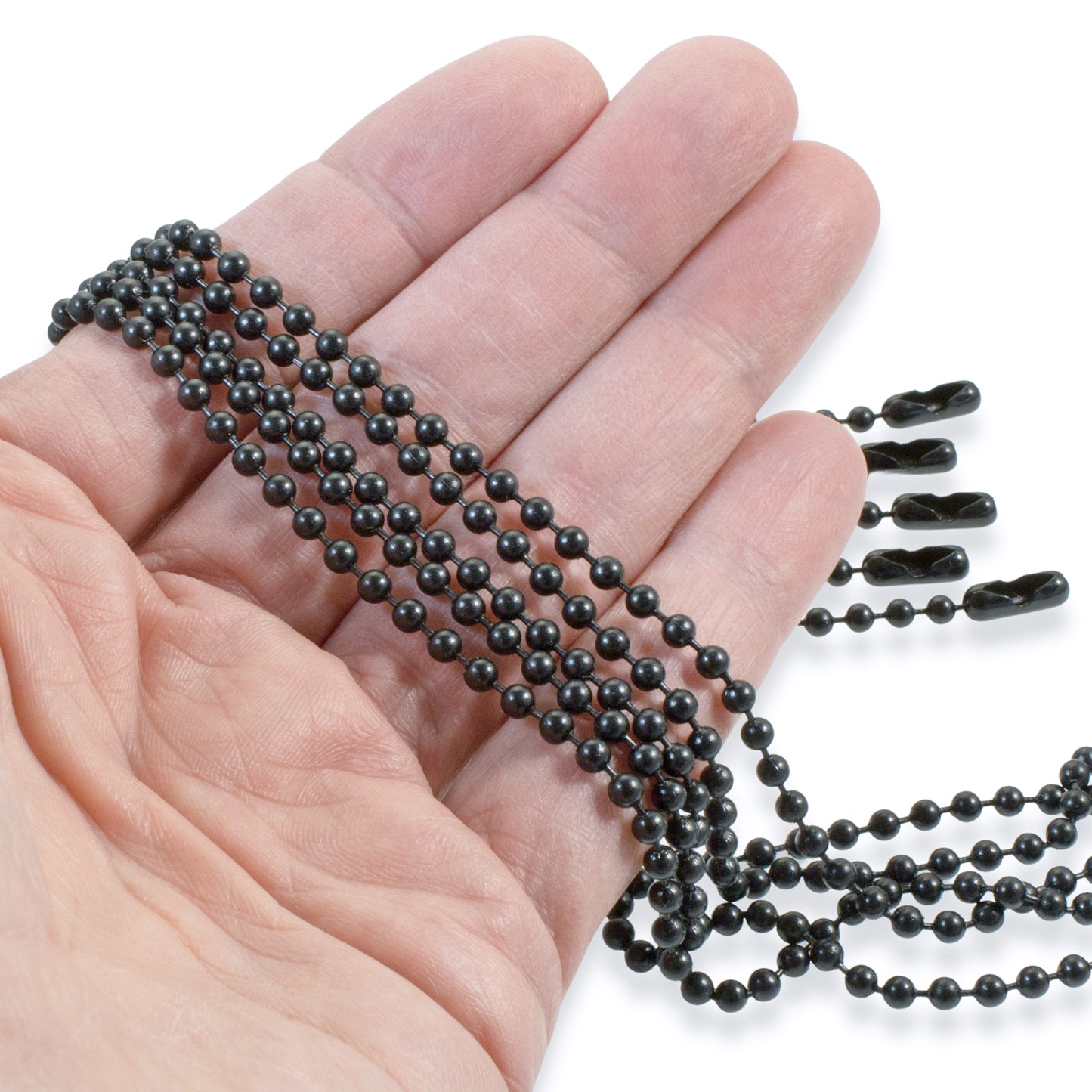 Black Heavy-Duty 30" Steel Necklaces - 5-Pack #6 Ball Chain - Customizable