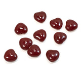 25 Maroon Red 8mm Heart Shaped Beads, Czech Glass Beads for Jewelry Making