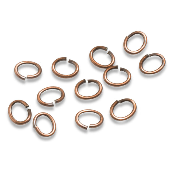 50/Pkg Antique Copper Plated Medium Oval Jump Rings, TierraCast 5x6mm